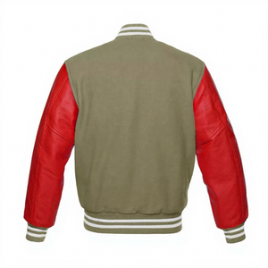 เสื้อแจ็คเก็ตวาร์ซิตี้สีเขียวแดงสำหรับผู้ชาย แขนเสื้อทำจากผ้าขนสัตว์ คอจีน ติดกระดุมแบบปกปิด ระบายอากาศได้ดี แห้งเร็ว สวมใส่สบายในฤดูหนาว รุ่นปี 2027 - Product Image 4