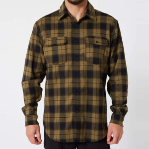 Chemises habillées tendance pour hommes en flanelle tricotée unie, 2 poches avant, 100 % coton, manches longues, coupe classique, boutonnées, style urbain - Product Image 3