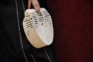 Bolso de Mano Tipo Clutch de Acrílico Blanco Marfil de Lujo, Diseño en Forma de Abanico, para Fiestas, Bodas, Estuche Rígido, Bolso Elegante - Product Image 3