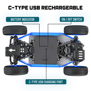 Mirana 2WD Offroad Monster Truck Smoke Exhaust | Duster High-Speed ATV Remote Control Rock Crawler Ready-to-Go USB Cable Expert - Product Image 6