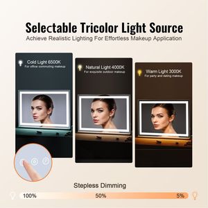Specchio per Trucco LED con Ingrandimento 5X, Alimentazione USB, Tre Modalità di Illuminazione, Controllo Touch Intelligente, Grande Formato - Product Image 2