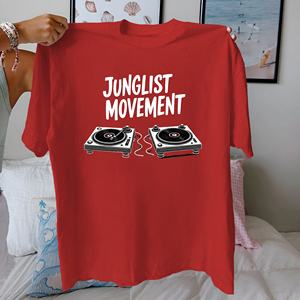 Lista joven Movimiento Junglist con tocadiscos Camiseta de algodón puro Mujer ajuste cómodo - Product Image 2