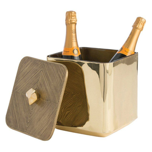 Cubo de hielo de acero inoxidable martillado con asa de dragón dorado, enfriador de vino de metal de doble pared, enfriador de champán para bar - Product Image 3