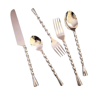 Juego de Cubiertos de Acero Inoxidable de Alta Calidad con Mango Trenzado, Lujoso, Moderno y Sostenible, Cubertería Metálica Duradera, con Logotipo Personalizado - Product Image 1
