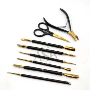 Private Logo Sustainable Stainless Steel Matte Gold Plated Professional Durable Portable Nail Tools Pusher Manicure Pedicure - Product Image 6