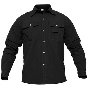Camisa de Manga Larga para Hombre, Color Azul Marino, Corte Regular, Color Sólido, Informal, para Otoño, Transpirable, 100% Algodón Tejido - Product Image 5
