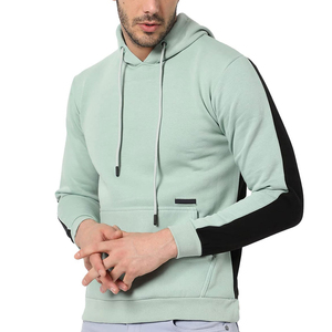 Sweat-shirt à capuche vert clair pour homme, coupe classique, en coton, décontracté, avec poche et bandes latérales noires, pour l'automne - Product Image 4