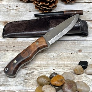 Couteau de camping à pointe tombante avec manche en bois, lame en acier inoxydable, bord droit, outil de survie en plein air, OEM - Product Image 4