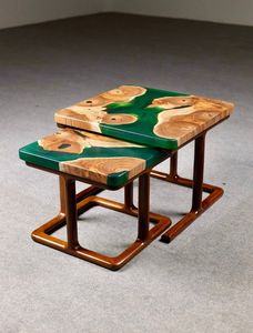 Artenza Decor Plateau décoratif de luxe en résine et bois fait main, effet marbre vert, vase de table moderne pour la décoration intérieure - Product Image 3