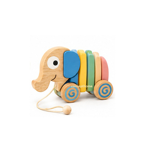 Jouet dinosaure en bois à tirer avec perles colorées, écologique, pour tout-petits - Product Image 2