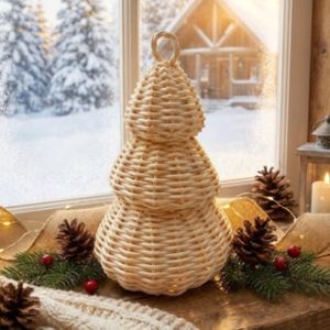 Árbol de Navidad de Ratán Hecho a Mano, Decoración Navideña Tejida para el Hogar, Exhibición Comercial, Adorno de Mimbre Natural, Decoración Navideña - Product Image 4