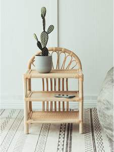 Étagère d'appoint en rotin naturel à 3 niveaux avec étagères tressées pour le rangement dans le salon et la chambre à coucher, organiseur en rotin à 3 niveaux - Product Image 3