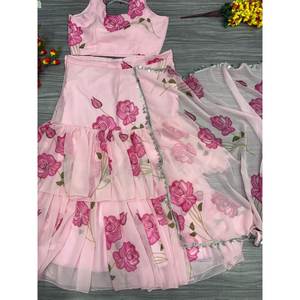 Lehenga Saree à volants, imprimé floral, magnifique, pour les occasions spéciales - Product Image 4