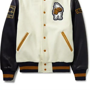 แจ็คเก็ตบอมเบอร์ทรงเลตเตอร์แมนสุดเทรนดี้ ผ้าวูล/โพลีเอสเตอร์/ผ้าแคนวาสคอตตอน 100% สวมใส่สบายสำหรับฤดูหนาว โลโก้ด้านหน้าปรับแต่งได้ ซับในผ้าฟลีซ - Product Image 3