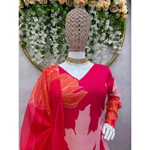 IMPRESIÓN DIGITAL DE MUSELINA ATRACTIVA CON TRABAJO A MANO FONDO SUPERIOR CON DUPATTA ROSA - Product Image 3