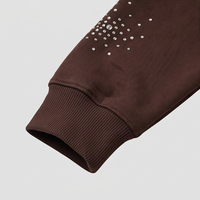 Sweat à capuche pour homme de haute qualité, personnalisé, épais, brodé de strass, entièrement sérigraphié de strass, délavé à l'acide, avec poches