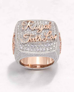 Bague de nom pour homme en moissanite, personnalisée, avec pavé de diamants, bague signet de luxe, bijoux hip-hop, cadeau pour lui, design - Product Image 3