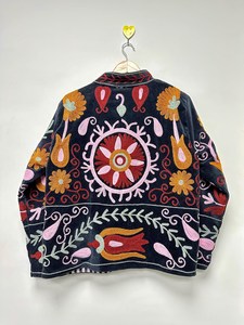 Holiday Suzani Embroidery Handmade <b>Jacket</b> Velvet Bohemian Floral Design Coat <b>Hippie</b> Blazer One Size Fits All Gift For Unisex - Product Image 3