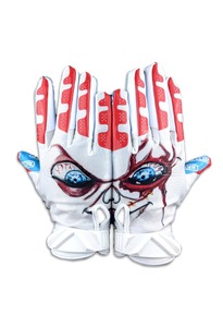 Battle Football <b>Gloves</b> <b>Red</b> White Sublimation Print Hook And Loop Closure Unisex Sports Gear - Product Image 6