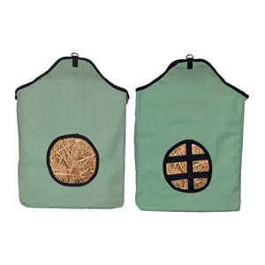 Horse Hay Bag Green Round Opening Canvas Slow Feeder Durable Hanging Stable Feeding Bag for Travel <b>Trailer</b> Use - Product Image 2