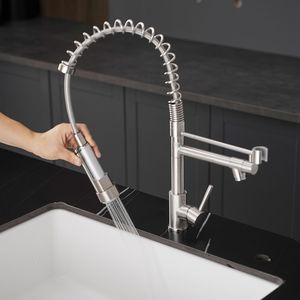 Rubinetto da Cucina Commerciale in Acciaio Inossidabile con Maniglia Singola e Doccetta Estraibile, Miscelatore Monocomando per Lavello - Product Image 5