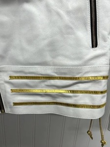 <b>Mens</b> Slimfit <b>White</b> Leather <b>Jacket</b> - Product Image 3