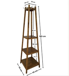 Perchero Plegable de Madera Maciza con Ruedas, 8 Ganchos y 3 Estantes, Diseño Escandinavo Moderno, Mueble para el Hogar - Product Image 6