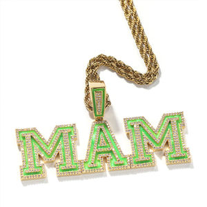 Custom MRG Letter Bezel Setting Hiphop Moissanite Pendant Name Pendant Micro Pave Alphabet Pendant Gold Plated <b>Charm</b> - Product Image 4