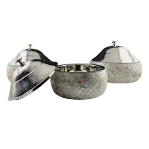 Ensemble de bols de rangement de luxe en nacre avec couvercle métallique, décoratifs, pour bonbons et fruits secs, décoration de table, cadeau - Product Image 1