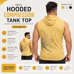 <b>Men</b> Custom Printed Hooded Tank Top Plus Size Fitness Wear Compression <b>Singlet</b> Quick Dry Yoga Top <b>Men</b> Customized Sportswear Vest - Product Image 4