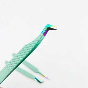 Pinces à épiler professionnelles SEVMEK INSTRUMENTS, anti-statiques, en acier inoxydable, à pointe dentelée, couleur arc-en-ciel, 10 mm, durables - Product Image 3