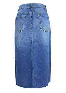2026 Fashion Women's Casual Denim Skirt High Waist Summer Streetwear Split Knee-Length with Embroidery - Product Image 5