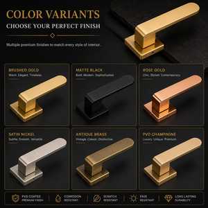 Modern Zinc Alloy Ambidextrous Interior <b>Door</b> Lever Matte Black Brushed Gold Square Rosette Plate Privacy <b>Lock</b> Set Easy - Product Image 6