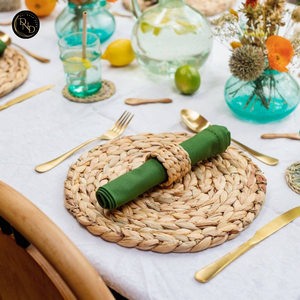 Artistic Bohemian Handmade <b>Round</b> Water Hyacinth Non-Slip Eco-Friendly Placemat Natural <b>Table</b> Pad - Product Image 1