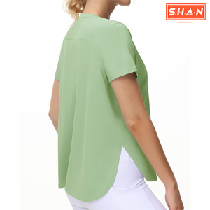 Women's Solid Summer Knitted T-Shirts Gym Fitness Casual Wear Breathable <b>Light</b> Weight Regular Fit Short Sleeve 100% Cotton - Product Image 5