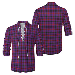 Chemise écossaise traditionnelle Jacobite Ghillie Kilt à carreaux modernes Montgomery pour homme, à manches longues et à lacets, style Highland - Product Image 2