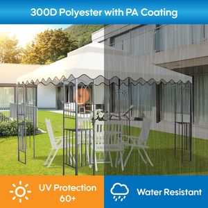 10x10 Ft Outdoor Patio Double Tiered Gazebo Tent <b>Roof</b> Top Cover Only Replacement <b>Canopy</b> with Wavy Border (Frame Not Included) - Product Image 3