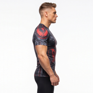 OEM Rashguard à manches courtes pour homme, haut de sport imprimé à compression, haut de fitness ajusté, haut de sport écologique pour la gym - Product Image 3