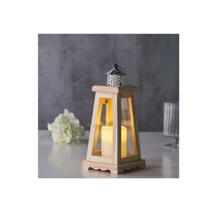 Lanterne en bois artisanale décorative avec fenêtres en verre transparent, poignée en corde, décoration rustique pour la maison - Product Image 5