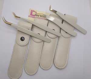 Pince à cils Dorlon personnalisable, design rose, en acier inoxydable, courbée en L, pour volume, antistatique, de précision - Product Image 5