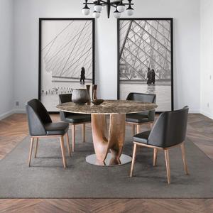 Juego de Mesa de Comedor Rectangular de Madera Maciza de Roble de Estilo Moderno y Lujoso con Cubierta de Chapa de Nogal Diseño Hongo Daystar Trade DST-AT-305 - Product Image 4