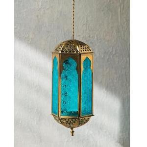 Lanterne marocaine exclusive en verre couleur orange, lanternes modernes faites à la main, décoration de jardin, lanternes suspendues, décorations - Product Image 3