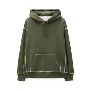 Sweat-shirt à capuche surdimensionné vert olive pour homme, coupe classique, en coton tricoté, décontracté, pour l'automne - Product Image 4