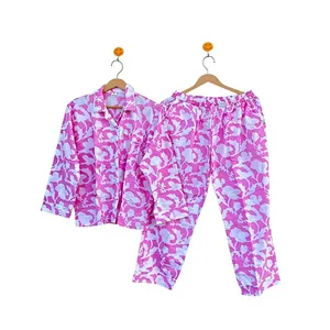 Conjunto de Pijama de Algodón 100% con Estampado Floral para Mujeres y Niñas, Manga Larga, Cuello Camisero, Suave, Ropa de Dormir Larga, Ropa Casual - Product Image 5