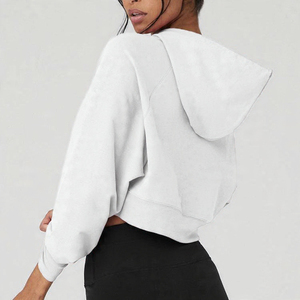 <b>Oversized</b> Cropped <b>Hoodie</b> for Women Soft Pullover Sweatshirt with Hood Drawstring Loose Fit <b>Lounge</b> Top Quality Manufacturer - Product Image 3