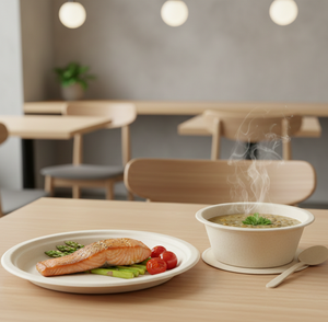 Assiettes en bagasse 3-en-1 flexibles et légères, fabriquées en fibre de canne à sucre pour les fêtes sur les toits et les barbecues en plein air - Product Image 3