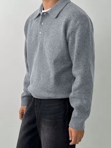 Cardigan à col pour homme, style décontracté haut de gamme, automne/hiver, couche de base intérieure, tricot respirant uni - Product Image 5