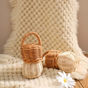 Adorable juego de sonajeros de ratán con forma de bellota, juguete ecológico para bebés, sonajeros tejidos de bajo costo, juguetes para la dentición de niños - Product Image 3