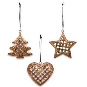 Adorno Navideño de Estrella Dorada Hecho a Mano, Decoración Colgante de Metal, Estilo Tradicional, Decoración para el Hogar, Tema Festivo, Forma Geométrica - Product Image 2