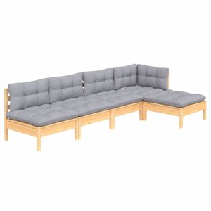 Set da 5 pezzi per Patio in pineta con cuscini grigi per il Comfort esterno - Product Image 3